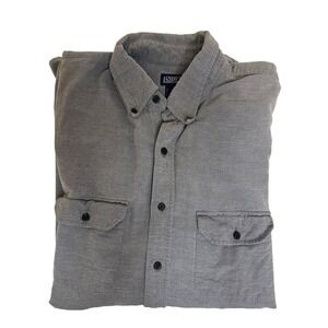 Lands' End Flannel Shirt Jacket Button Up Long Sleeve Pockets Gray L Tall